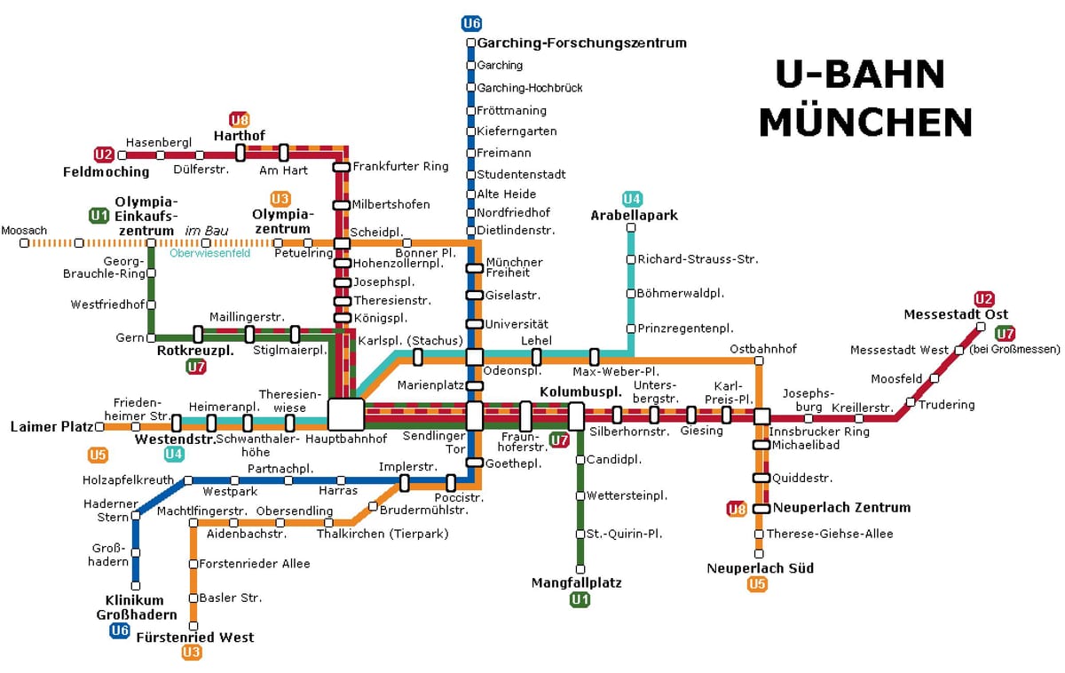 карта метро ў Мюнхене