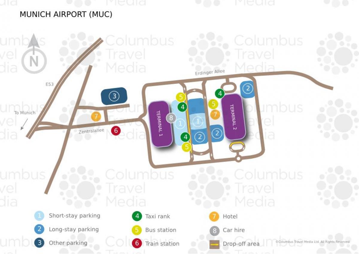 Карта чыгуначнага вакзала да аэрапорта Мюнхена 