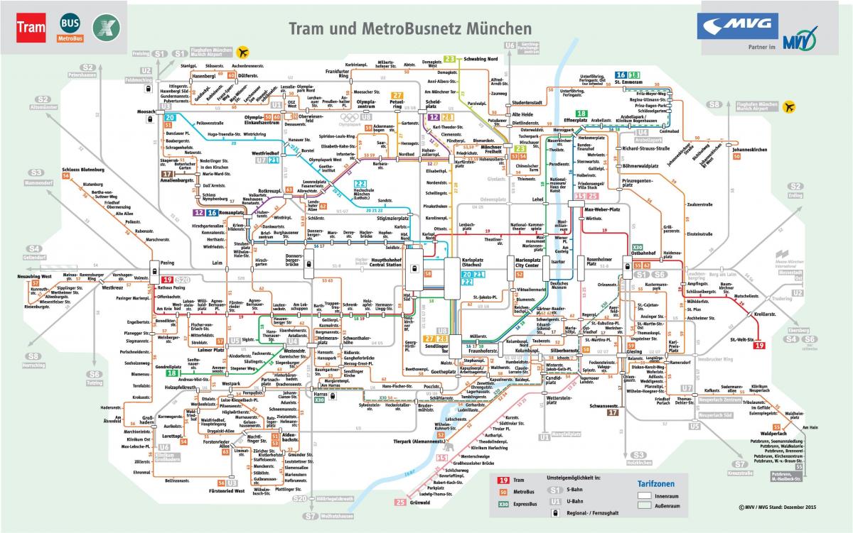 Карта Мюнхена на аўтобусе