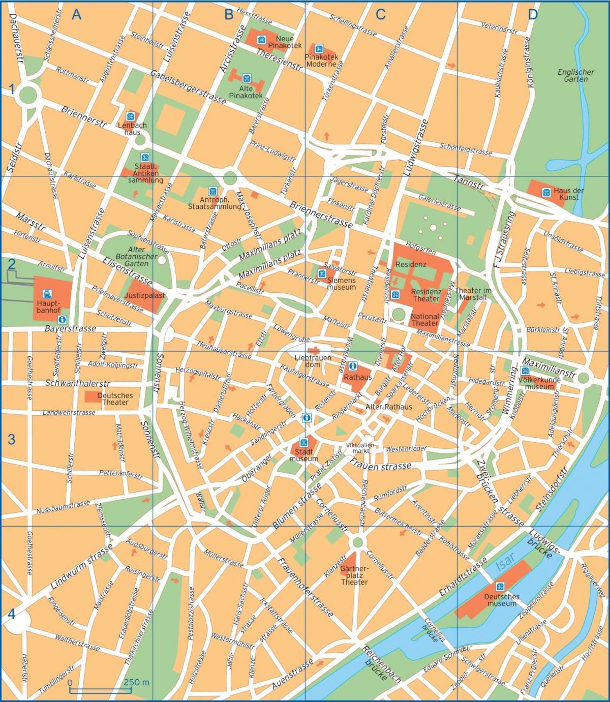 карта вуліц Мюнхена, Германія