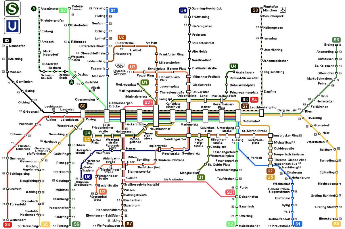 карта метро Мюнхена Германія