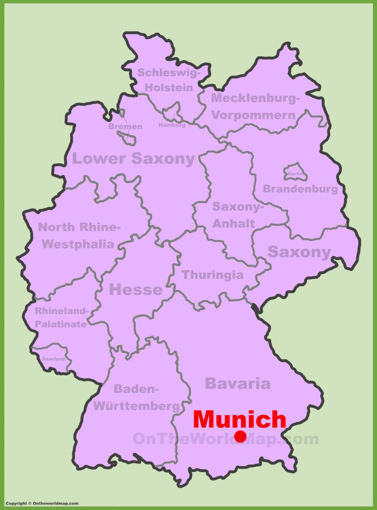 Карта Мюнхена размяшчэнне