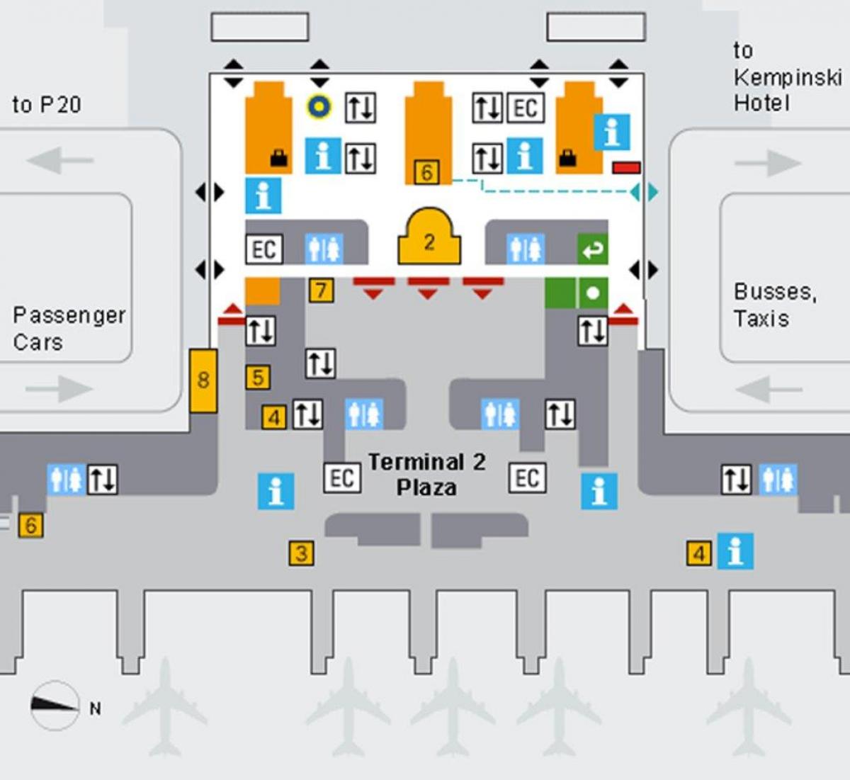 Схема аэрапорта Мюнхена прыбыцце