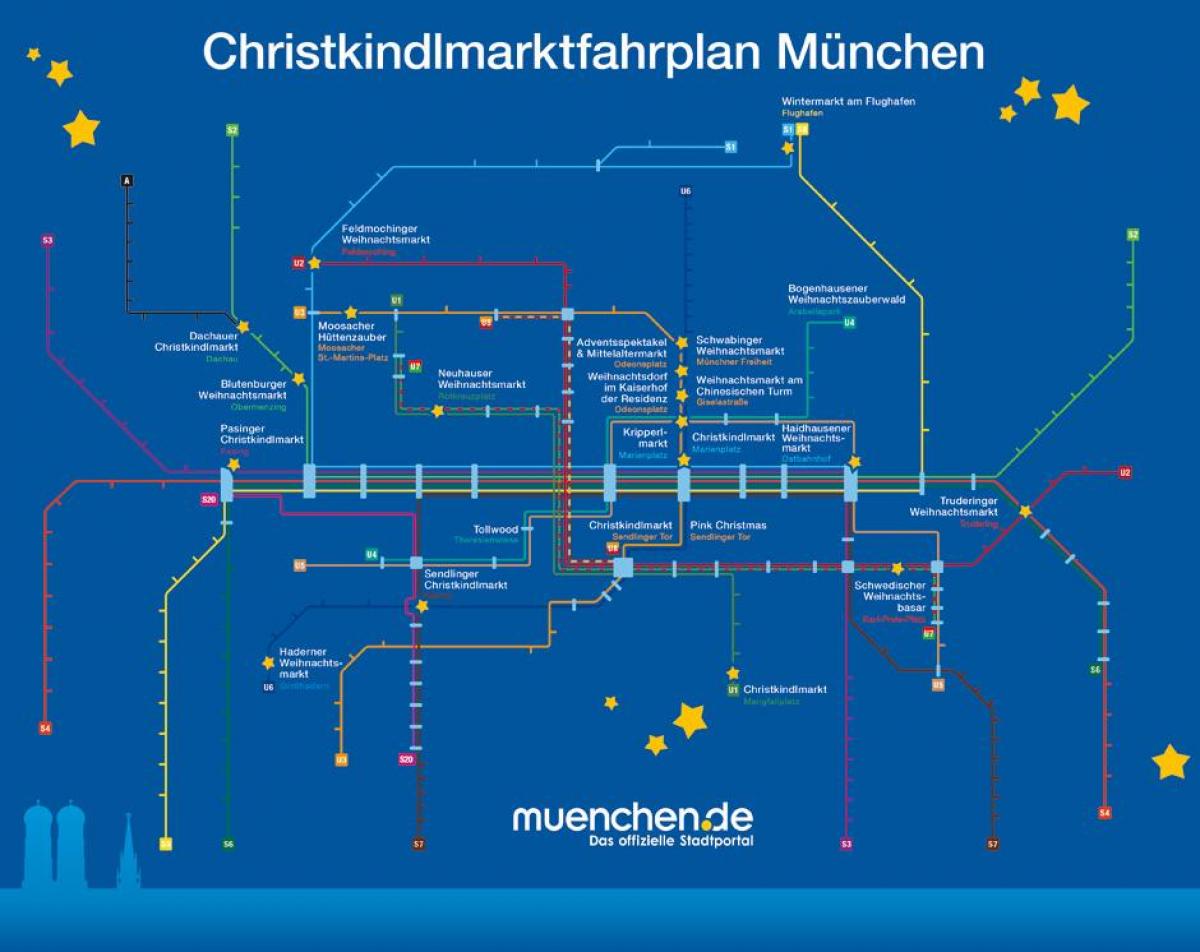 Карта Мюнхен калядныя кірмашы
