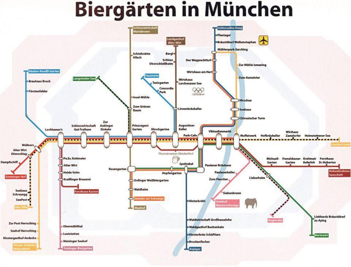 Карта Мюнхена піўной сад