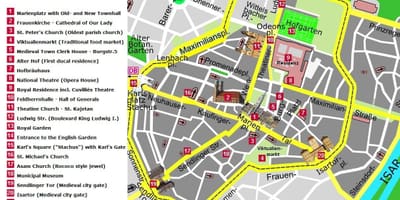 Мюнхен славутасці на карце