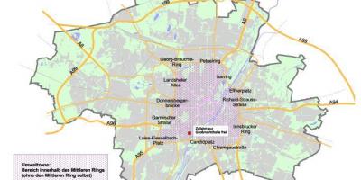 Карта Мюнхена зялёная зона