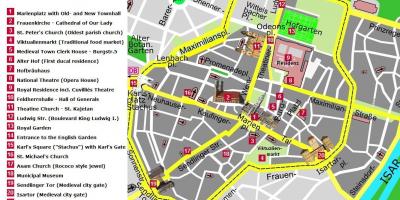 Карта Мюнхена славутасці цэнтра горада