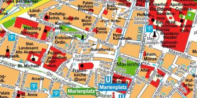 Карта вуліц Мюнхена да цэнтра горада 